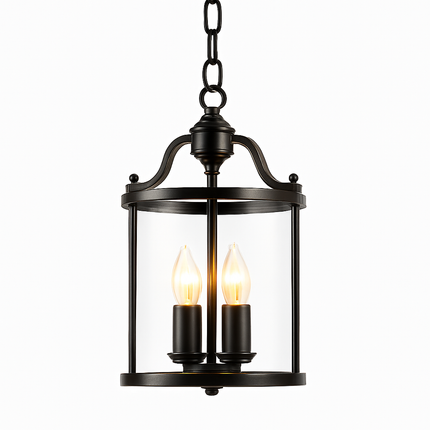 Lustre suspension cylindre en verre et cuivre style hôtel — LZ4X9D