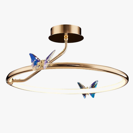 Suspension LED anneau doré avec papillon pour déco loft et restaurant — LZ4X9T