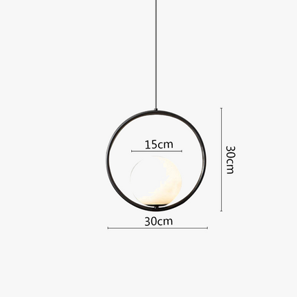 Suspension LED anneau en métal noir design — LZ4X9P7