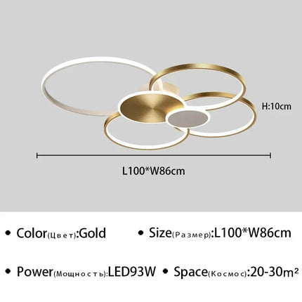 plafonnier Anneau moderne LED Simple variateur intelligent pour chambre à manger salon Hall éclairage intérieur
