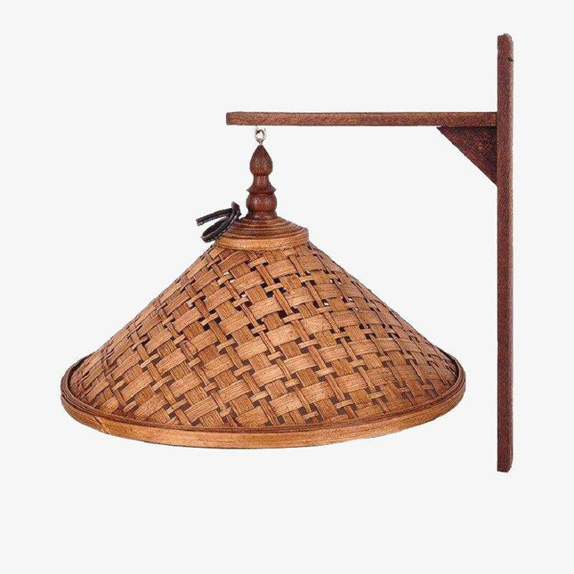 Applique avec abat-jour conique en bambou suspendu Chinese