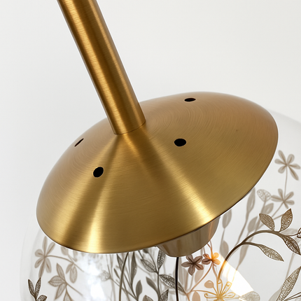 Applique murale boule en verre avec feuilles dorées suspendues — LZ4QX9
