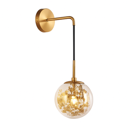 Applique murale boule en verre avec feuilles dorées suspendues — LZ4QX9