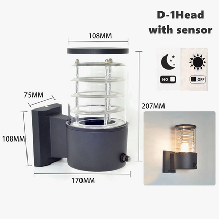 Applique murale extérieure étanche en verre avec capteur — LZ4G7XQ