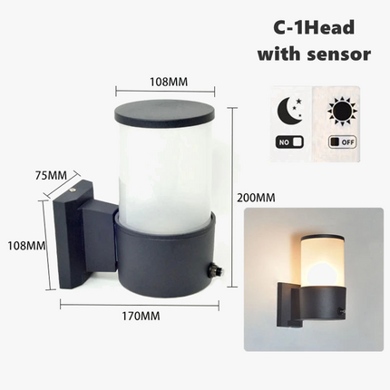 Applique murale extérieure étanche en verre avec capteur — LZ4G7XQ
