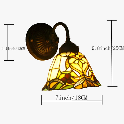 Applique murale style Tiffany avec motif floral pour éclairage décoratif — LZ4M7Q2N