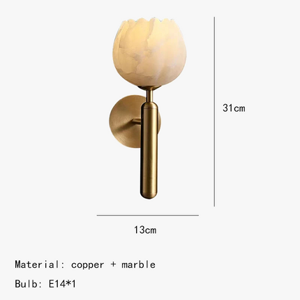 Applique murale Art déco en marbre et laiton forme fleur — LZ4G7XQ