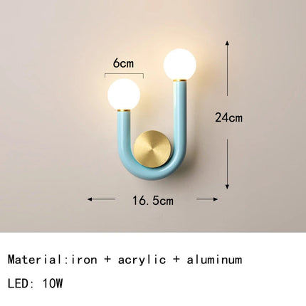 Applique murale artistique en métal avec tube en U pour éclairage intérieur — LZ4X9P
