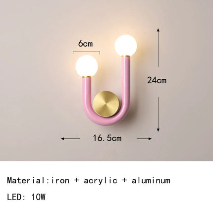 Applique murale artistique en métal avec tube en U pour éclairage intérieur — LZ4X9P