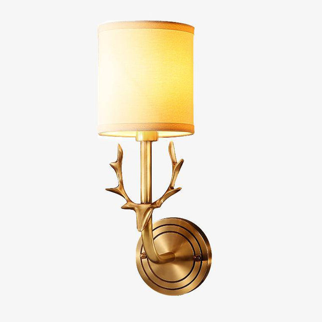 Applique murale décorative avec cornes de cerf et abat-jour tissu — LZ4X9P