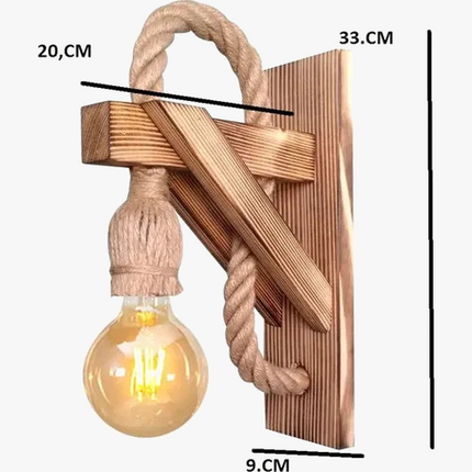 Applique murale rustique en bois naturel avec corde lumineuse — LZ4X9T2
