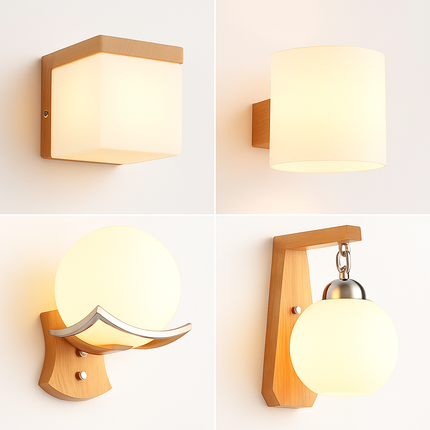 Applique murale LED en bois et verre pour intérieur nordique — LZ4X9T1