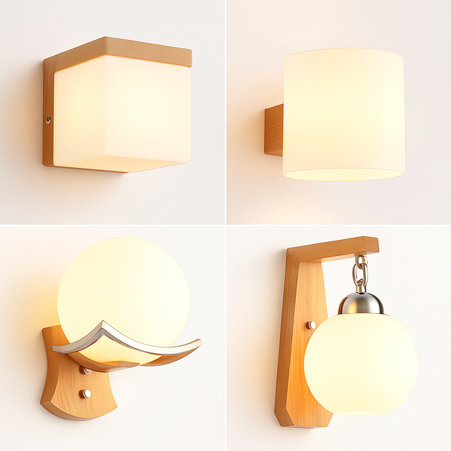 Applique murale LED en bois et verre pour intérieur nordique — LZ4X9T1
