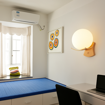 Applique murale LED en bois et verre pour intérieur nordique — LZ4X9T1