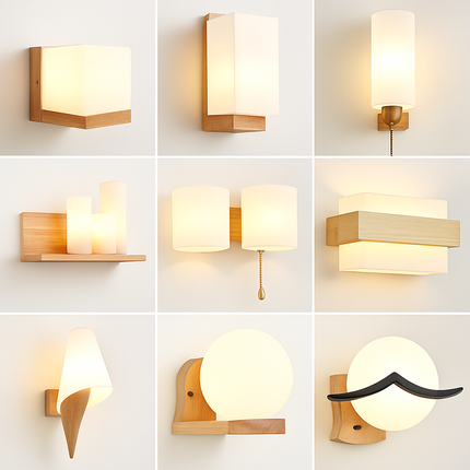 Applique murale LED en bois et verre pour intérieur nordique — LZ4X9T1