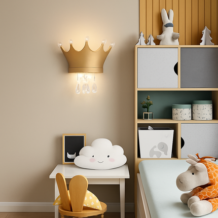 Applique murale enfant en résine avec couronne créative et cristal — LZ4X9T