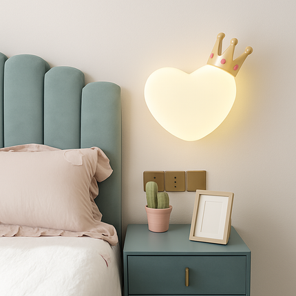 Applique murale créative en forme de couronne et cœur pour enfants — LZ4M9X2