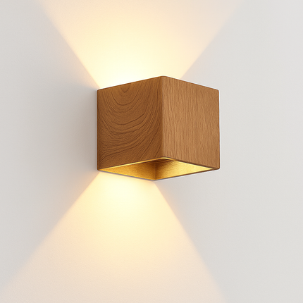 Applique murale cube en bois et métal avec LED intégrée — LZ4X9T