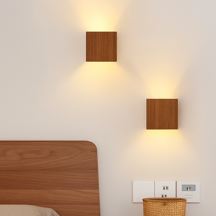Applique murale cube en bois et métal avec LED intégrée — LZ4X9T