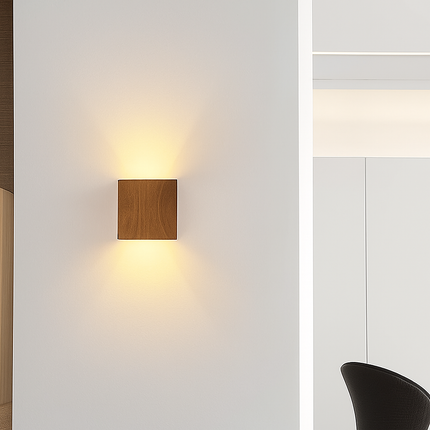 Applique murale cube en bois et métal avec LED intégrée — LZ4X9T