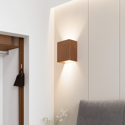 Applique murale cube en bois et métal avec LED intégrée — LZ4X9T