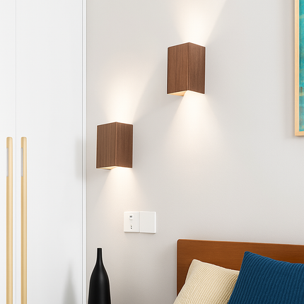 Applique murale cube en bois et métal avec LED intégrée — LZ4X9T