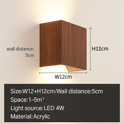 Applique murale cube en bois et métal avec LED intégrée — LZ4X9T