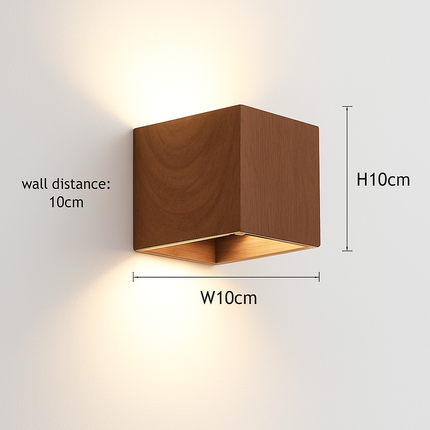 Applique murale cube en bois et métal avec LED intégrée — LZ4X9T