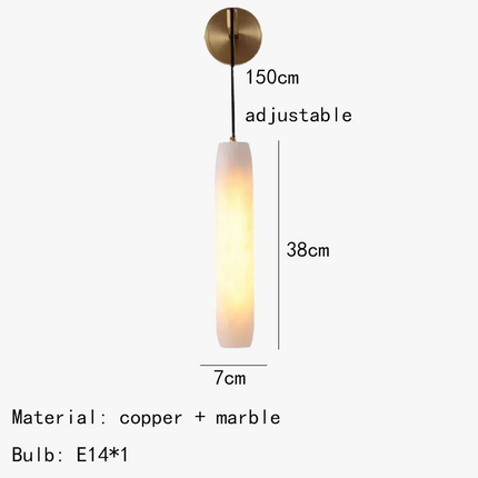 Applique murale cylindrique en marbre naturel avec câble cuivre réglable — LZ4QX7B