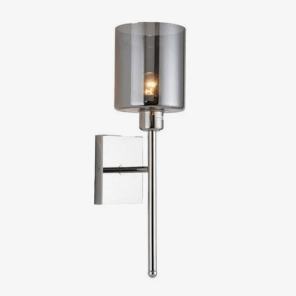 Applique murale design chromée à LED et abat-jour cylindrique en verre