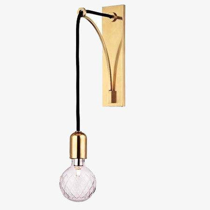 Applique murale design doré avec ampoule suspendue
