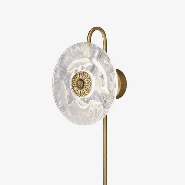 Applique murale design LED avec disque en verre à motifs fleurs