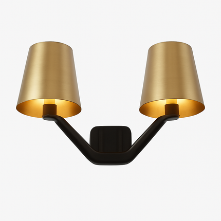 Applique murale LED avec double abat-jour en métal doré style hôtel — LZ4X9P2