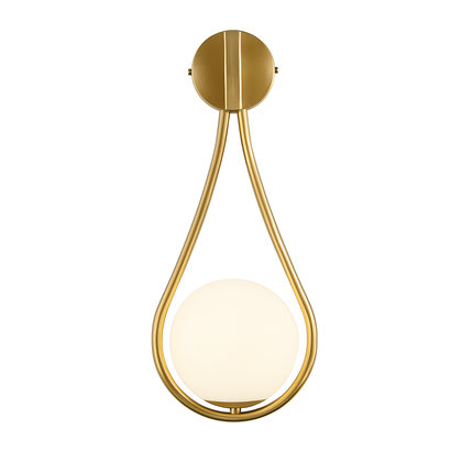Applique murale design à LED dorée avec boule en verre blanc Shadow