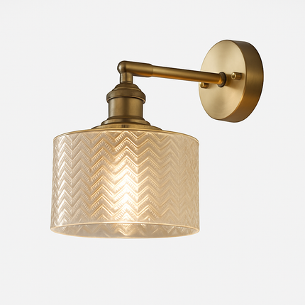 Applique murale LED dorée avec abat-jour en verre rétro — LZ4X9T2