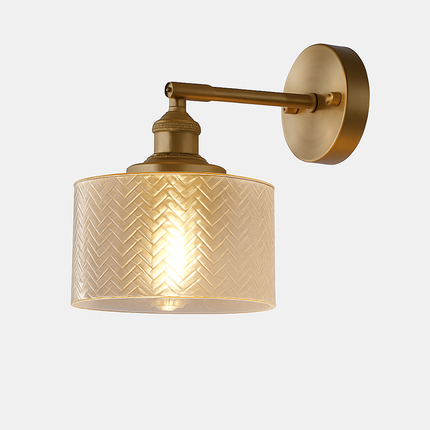 Applique murale LED dorée avec abat-jour en verre rétro — LZ4X9T2