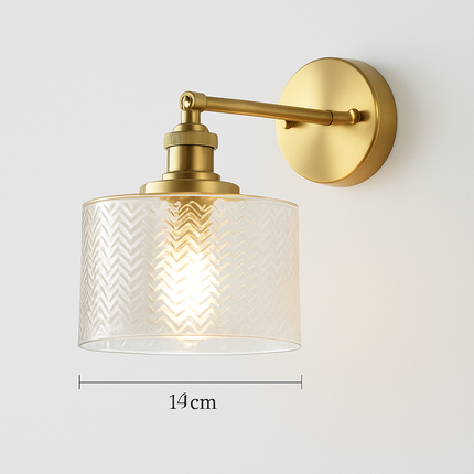 Applique murale LED dorée avec abat-jour en verre rétro — LZ4X9T2