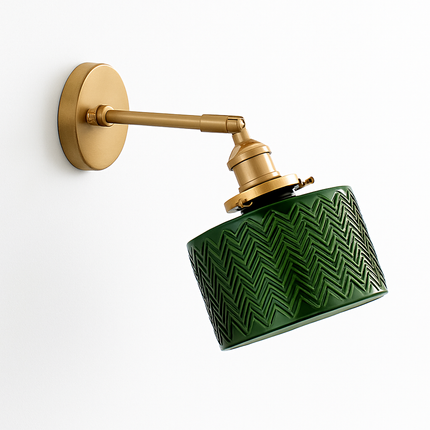 Applique murale LED dorée avec abat-jour en verre rétro — LZ4X9T2
