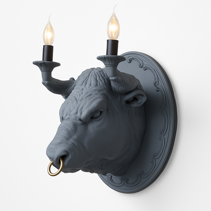 Applique murale tête de taureau avec éclairage LED style nordique — LZ4X9P2