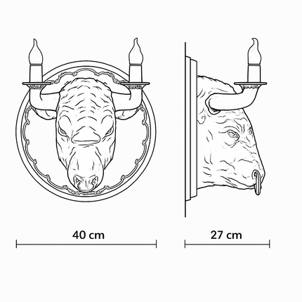 Applique murale tête de taureau avec éclairage LED style nordique — LZ4X9P2