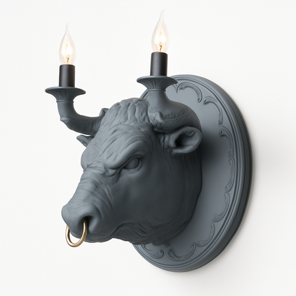 Applique murale tête de taureau avec éclairage LED style nordique — LZ4X9P2