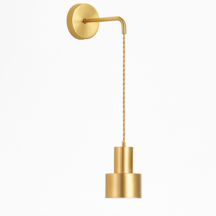 Applique murale dorée avec lampe suspendue
