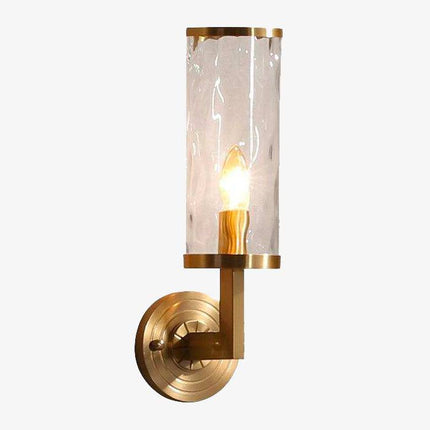 Applique murale dorée avec abat-jour cylindrique en verre — LZ4X9P2