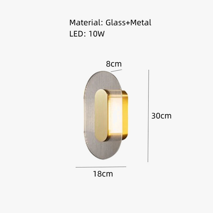 Applique murale elliptique en verre et métal doré — LZ4X9P