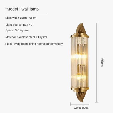 Applique murale moderne en acier inoxydable et cristal — LZ4N7Q2