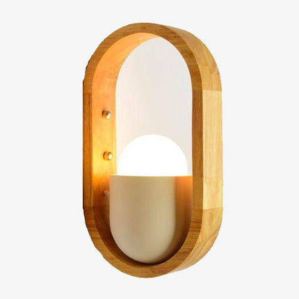Applique murale en bois arrondi avec lampe intérieur Studio