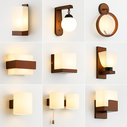 Applique murale en bois avec ampoule LED intégrée pour intérieur — LZ4X9P2