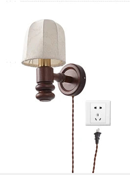 Applique murale en bois avec prise et éclairage rétro décoratif — LZ4X9T