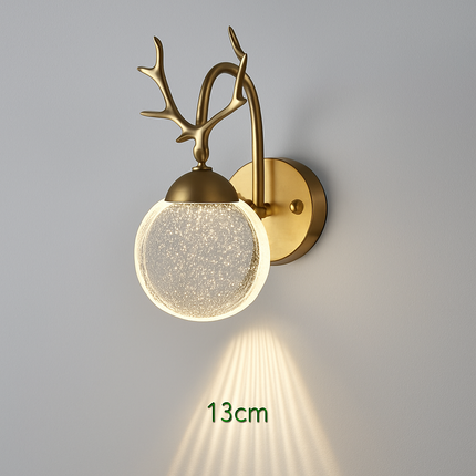 Applique murale en bois cerf avec abat-jour cristal pour villa — LZ4X9T