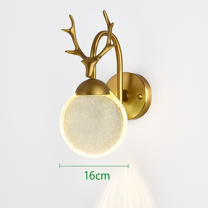 Applique murale en bois cerf avec abat-jour cristal pour villa — LZ4X9T
